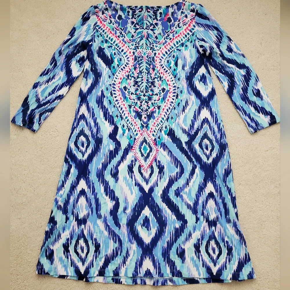 Lilly Pulitzer Ophelia Swing Dress in Blue Swish Skipped a Beach szXS